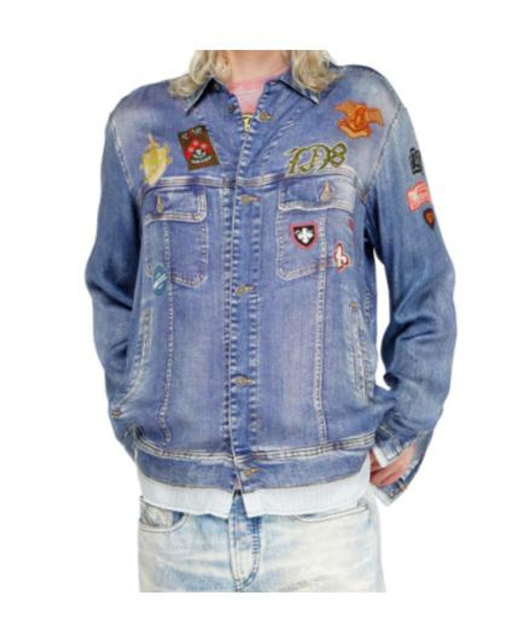 DIESEL Blue Simply Patch Embroidered Denim Shirt for men