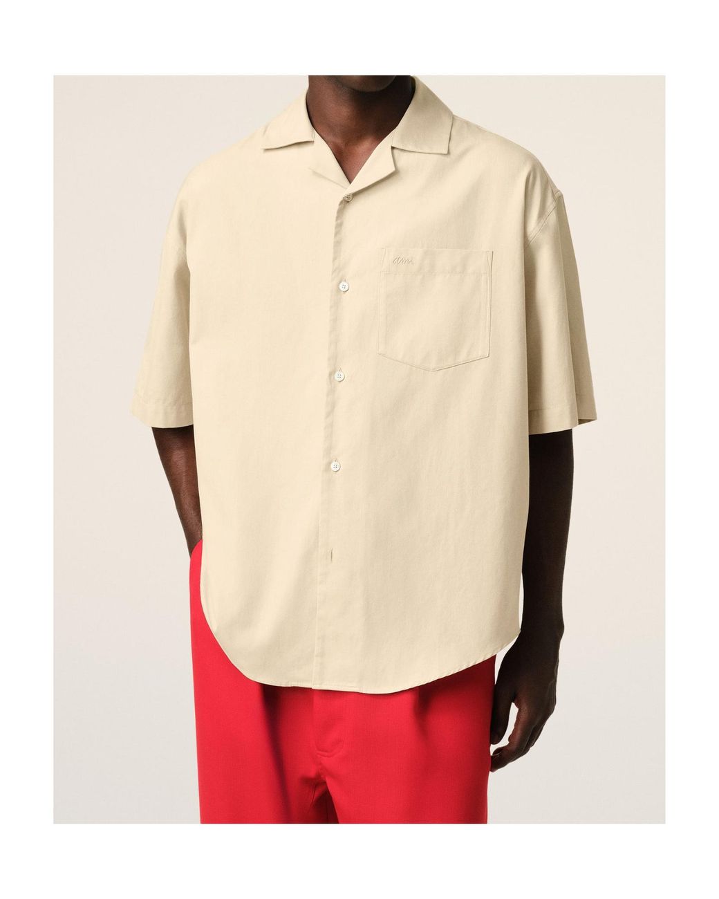 AMI Natural Short-Sleeved Boxy Shirt for men