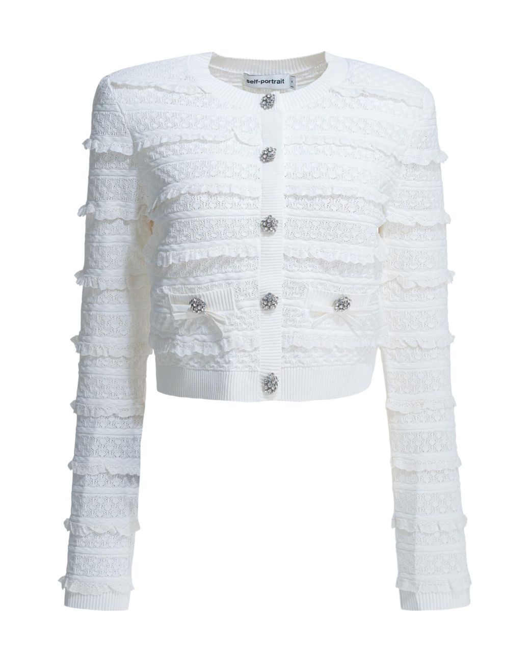 Self-Portrait Blue Pointelle Diamante Cardigan