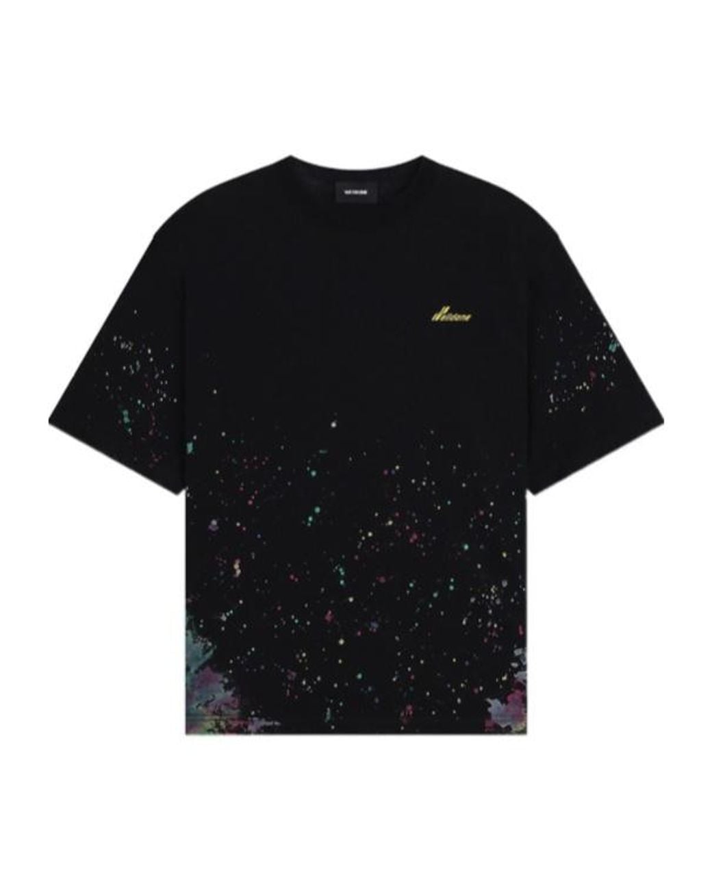 we11done Black Paint-Splatter Cotton T-Shirt for men
