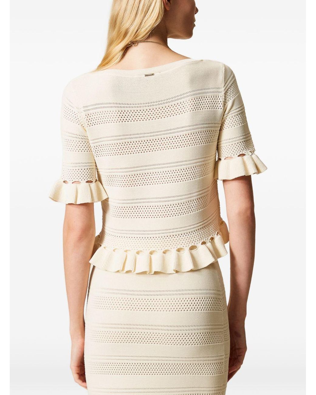 Twinset Natural Ruffled Jumper