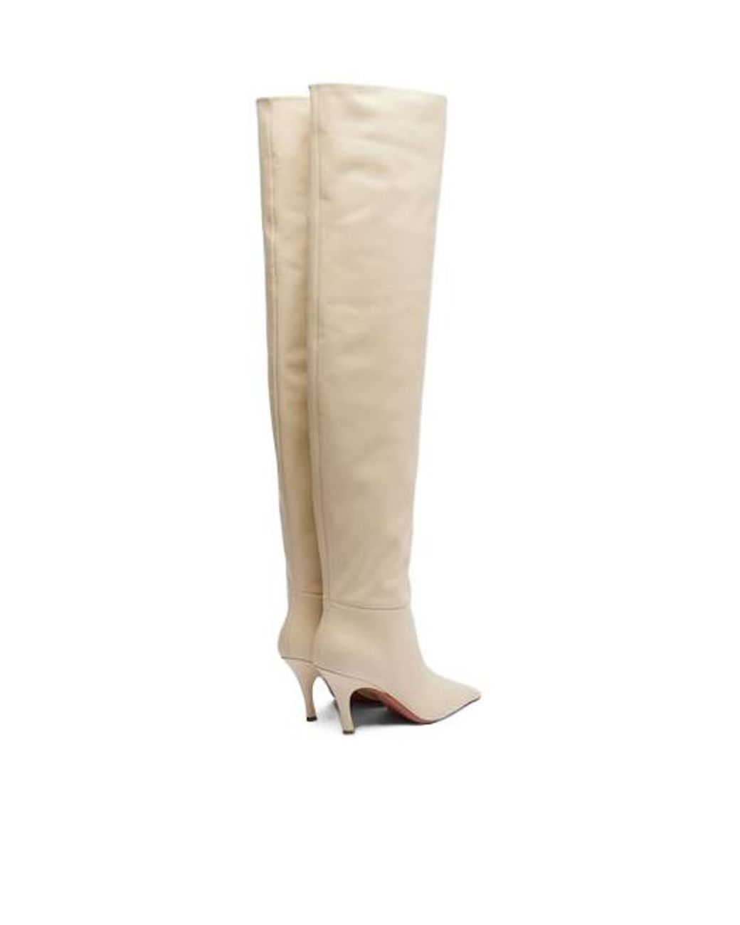AMINA MUADDI White Leather Over-The-Knee Boots