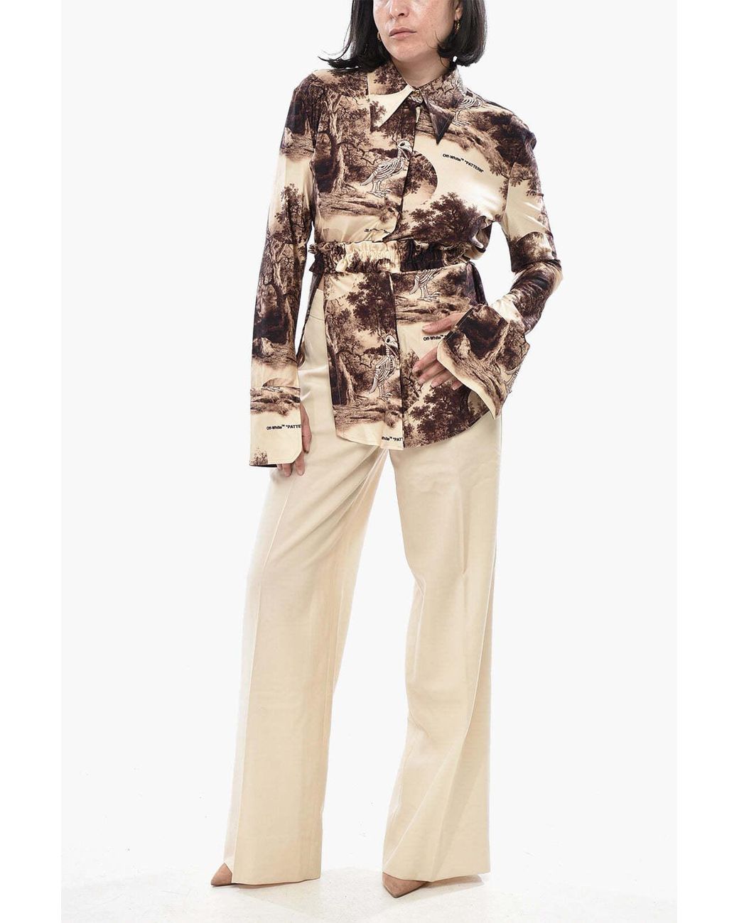 Off-White c/o Virgil Abloh Natural Curtain Pattern-Print Shirt