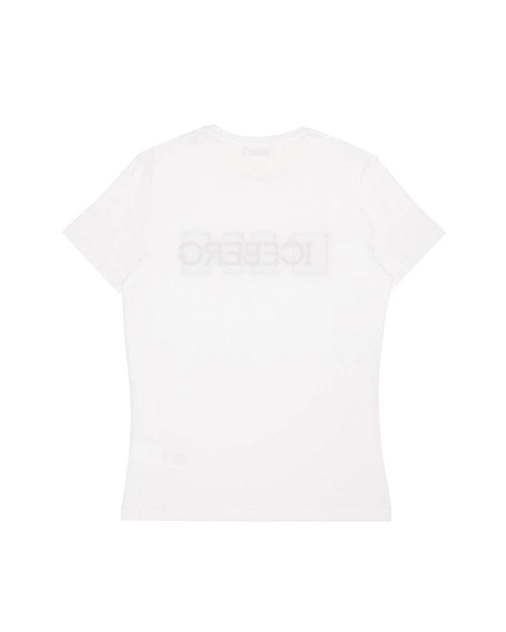 Iceberg White Round Collar Logo T-Shirt for men