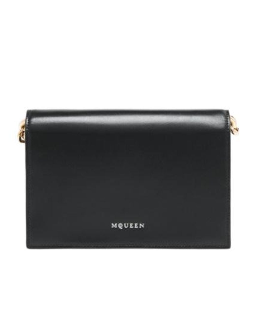 McQueen Black Skull Embellished Chained Clutch Bag