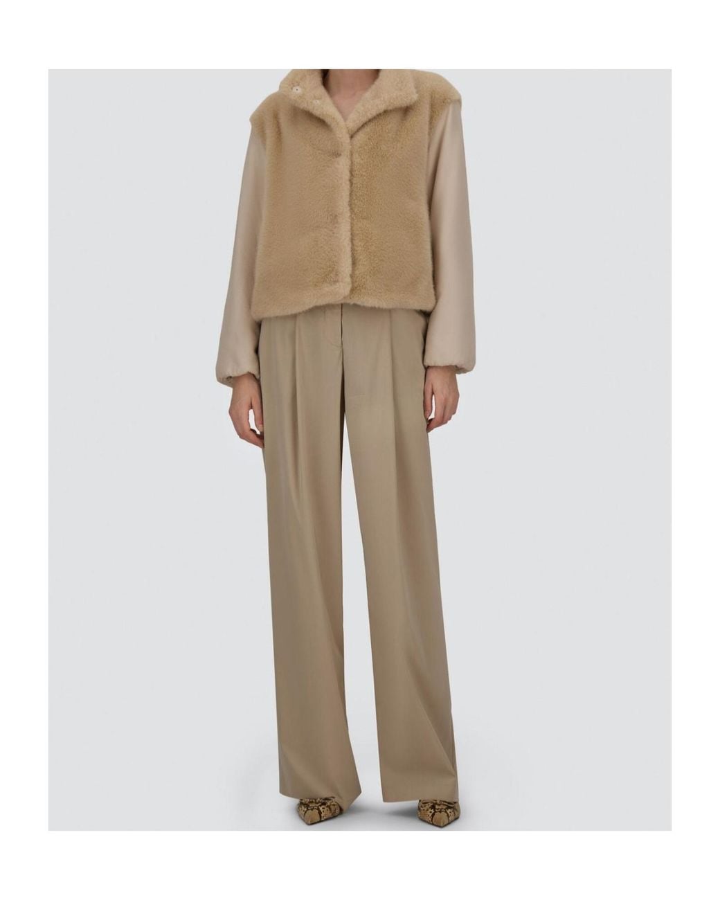 Herno Natural Pleated Wide Leg Trousers
