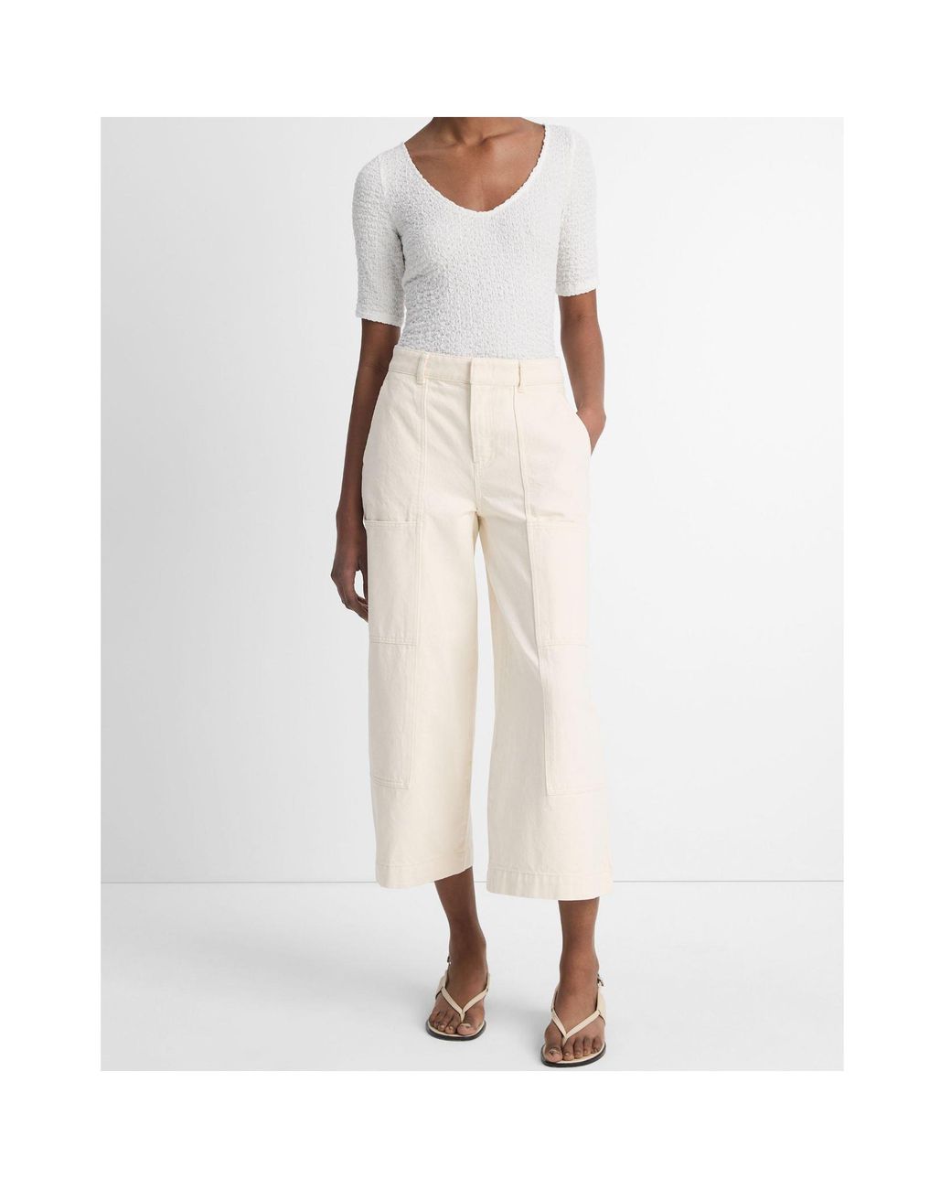 Vince White Short Sleeved V-Neck T-Shirt