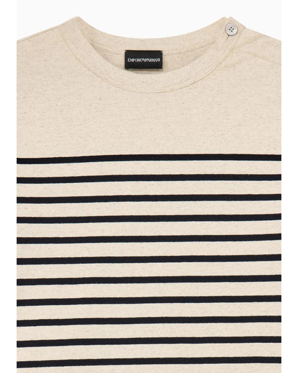 Emporio Armani Natural Apos;S Striped Cotton-Linen Jersey Sweater for men