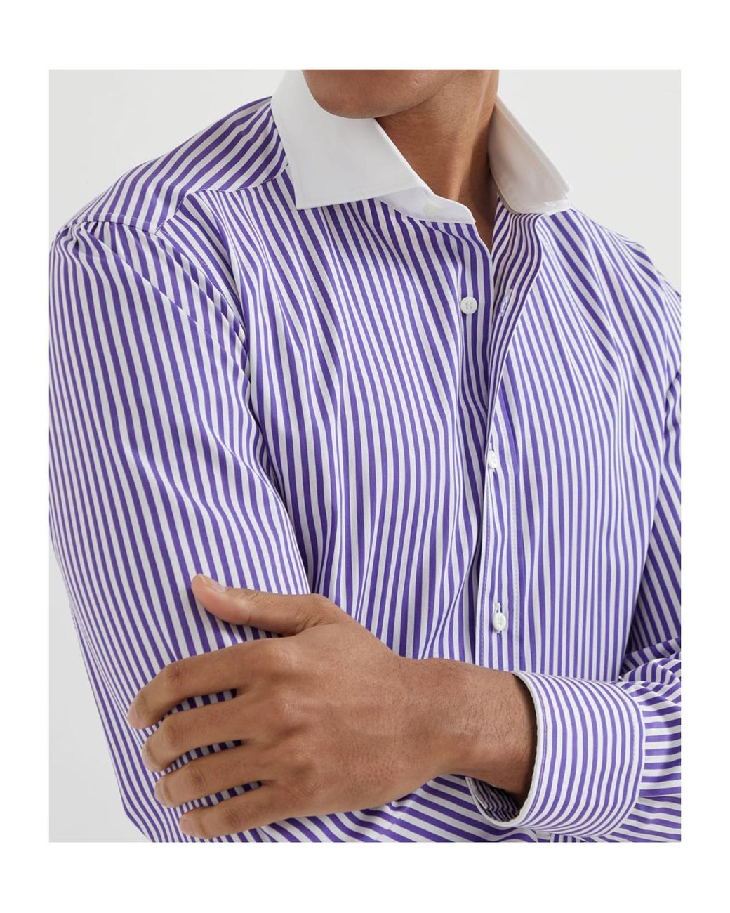 Brunello Cucinelli Purple Striped Shirt for men