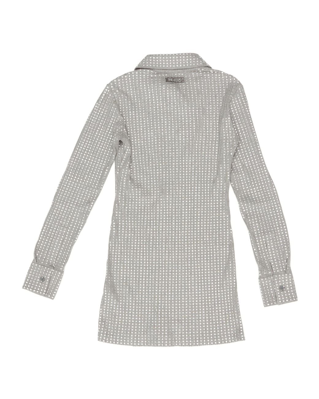 The Attico Gray The Embellished Long-Sleeved Dress