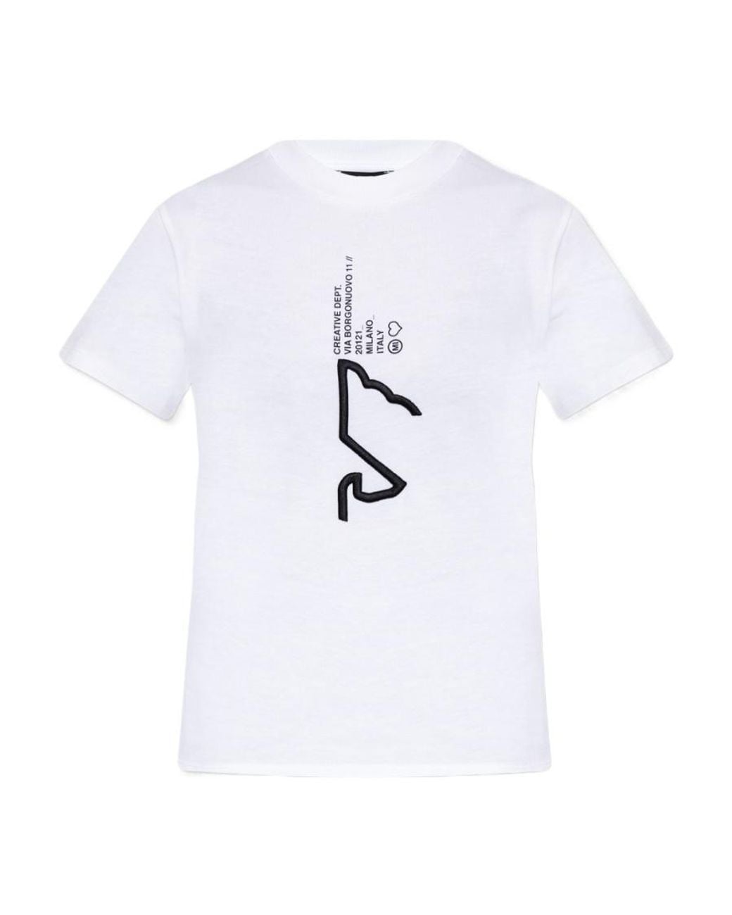 Emporio Armani White Graphic-Embroidery Logo-Print T-Shirt