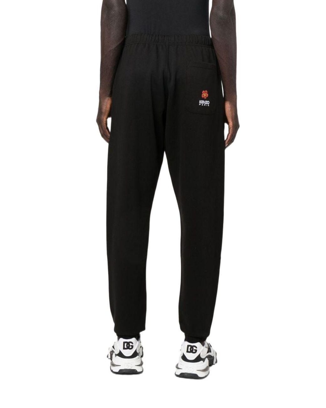 KENZO Black Logo Embroidered Jogging Pants for men
