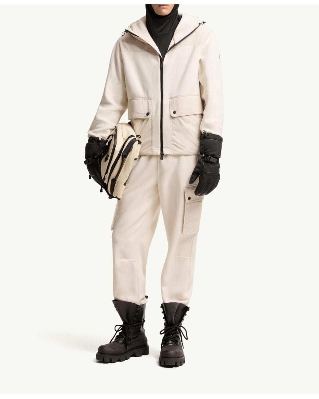 Moncler Natural Polartec Zip-Up Hoodie for men