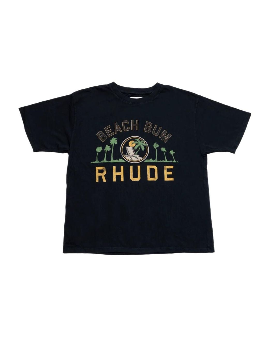 Rhude Black Logo Printed Crewneck T-Shirt for men