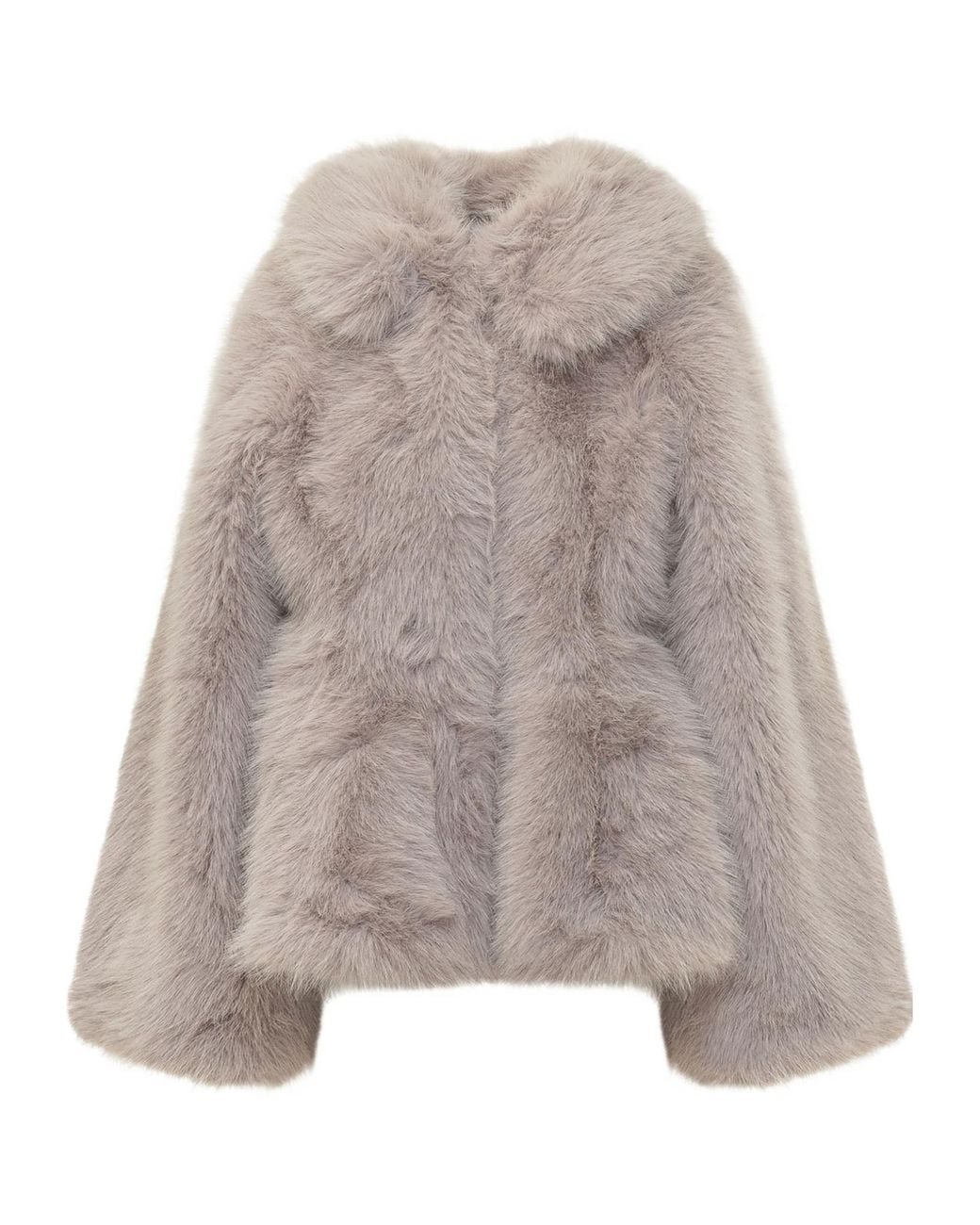 ROTATE BIRGER CHRISTENSEN Gray Faux-Fur Flared Jacket