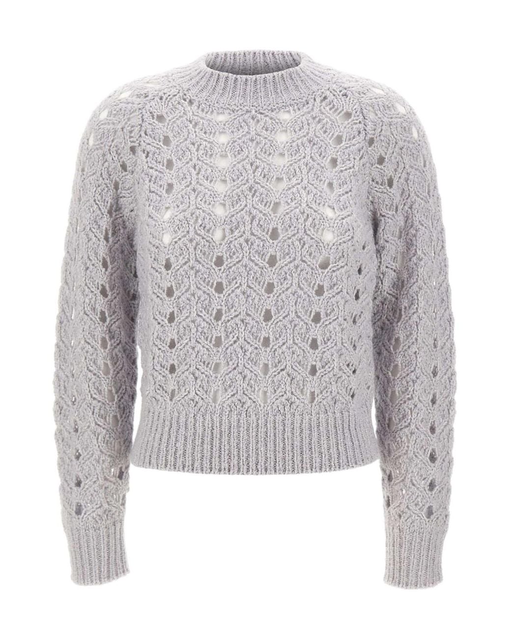 Eleventy Gray Openwork Cable Knitted Sweater