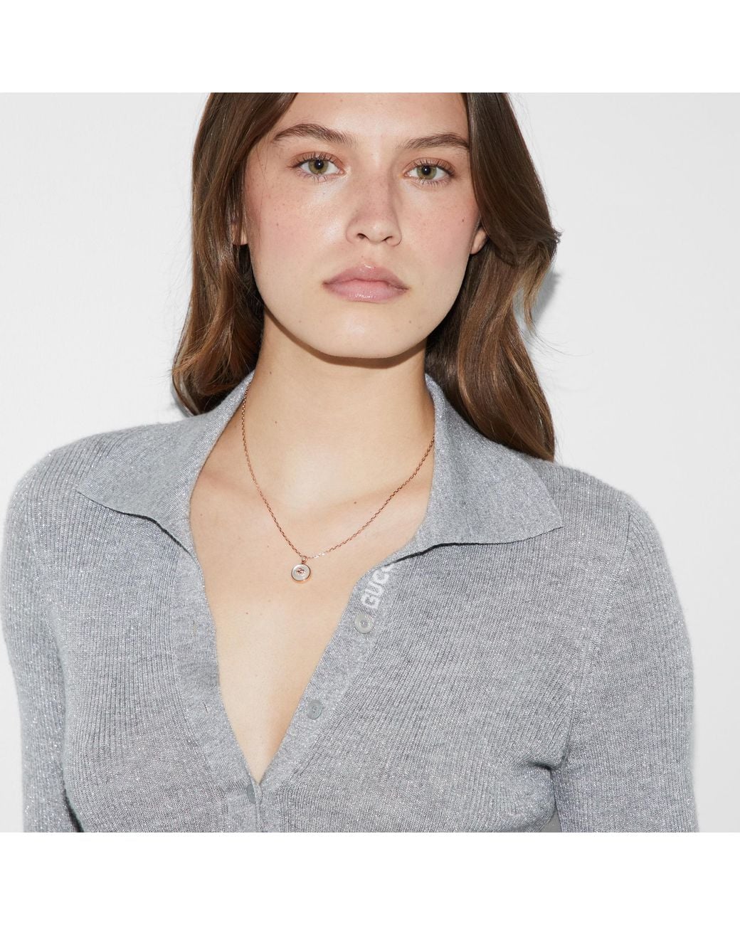 Gucci White Interlocking Necklace