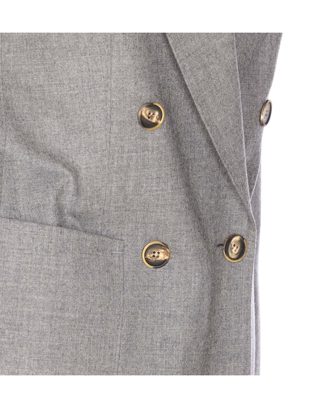 Max Mara Gray Harald Double-Breasted Tailored Blazer