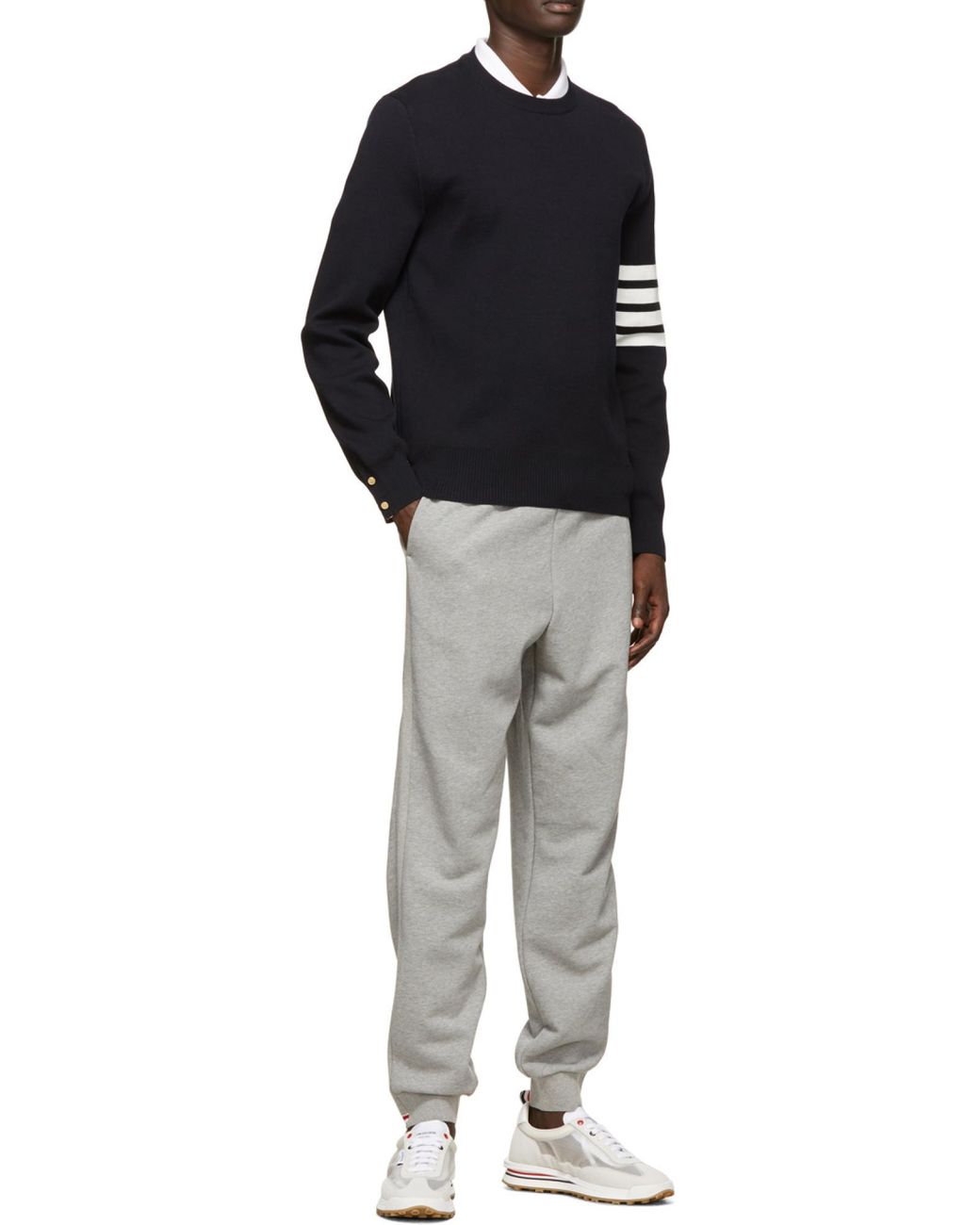 Thom Browne Blue Bar Crewneck Jumper for men
