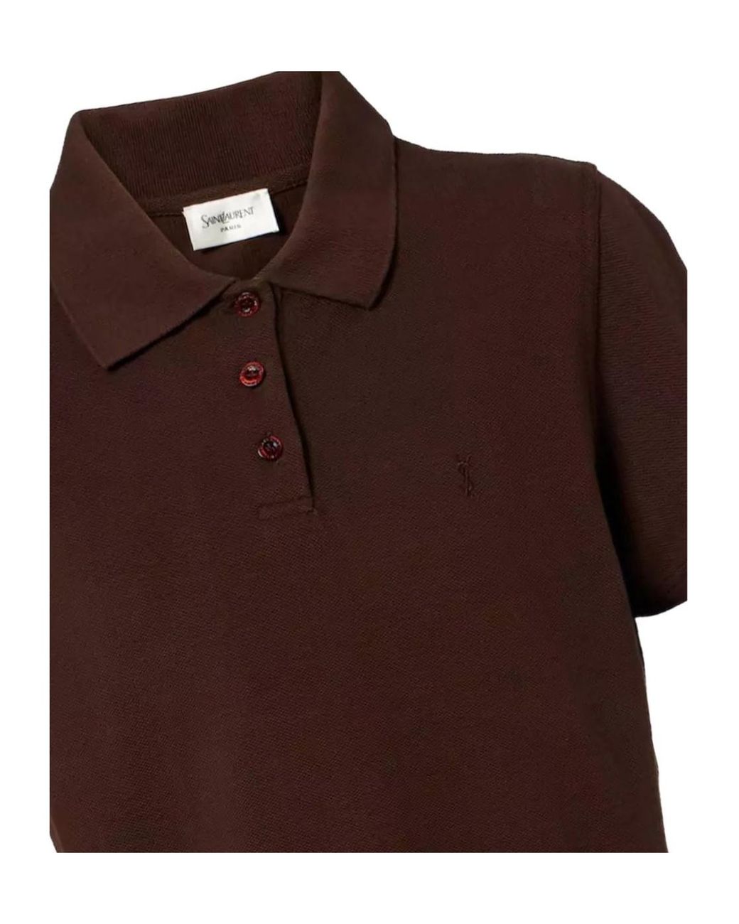 Saint Laurent Brown Oversized Logo-Embroidered Polo Shirt
