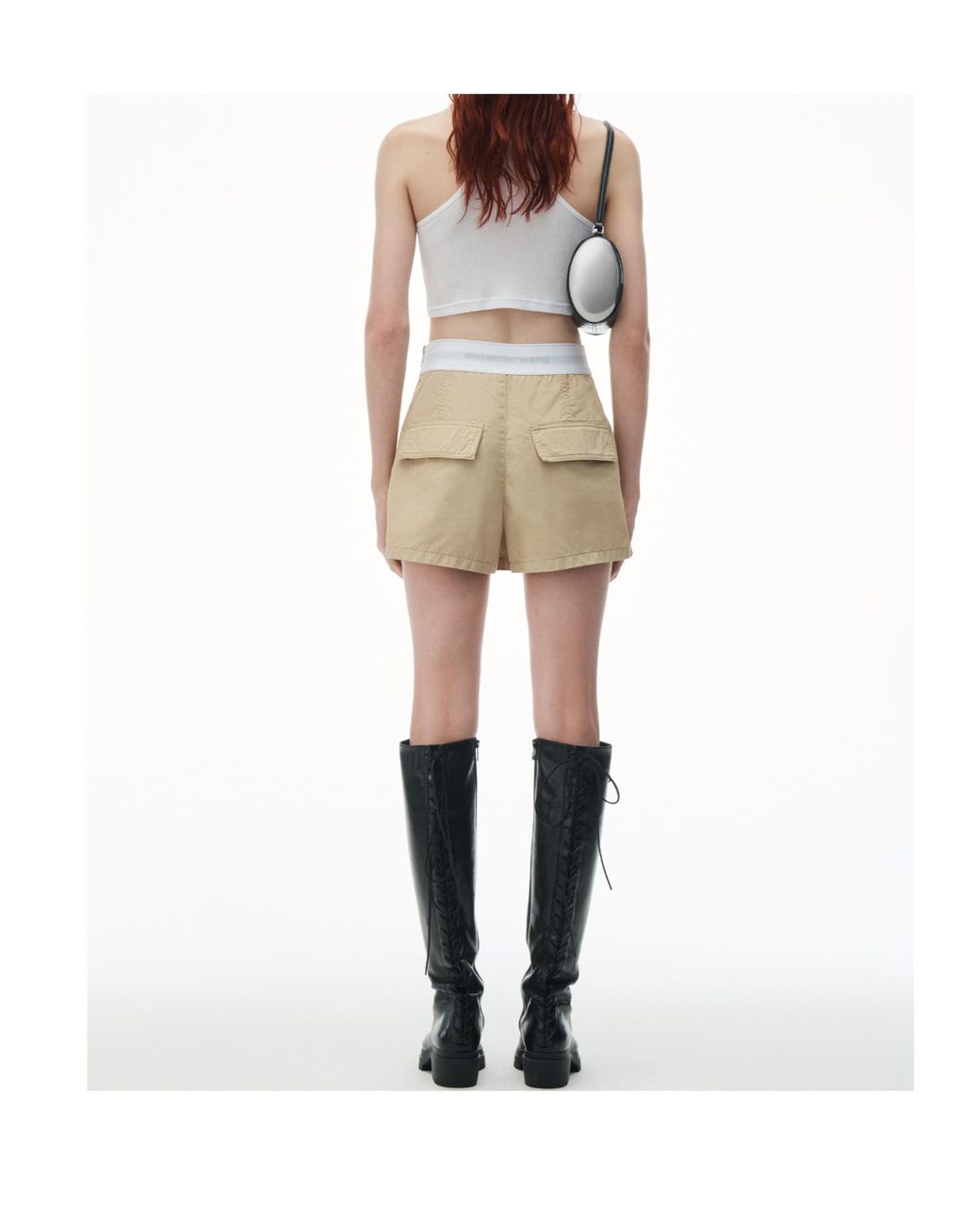 Alexander Wang Natural High-Waisted Cargo Rave Shorts
