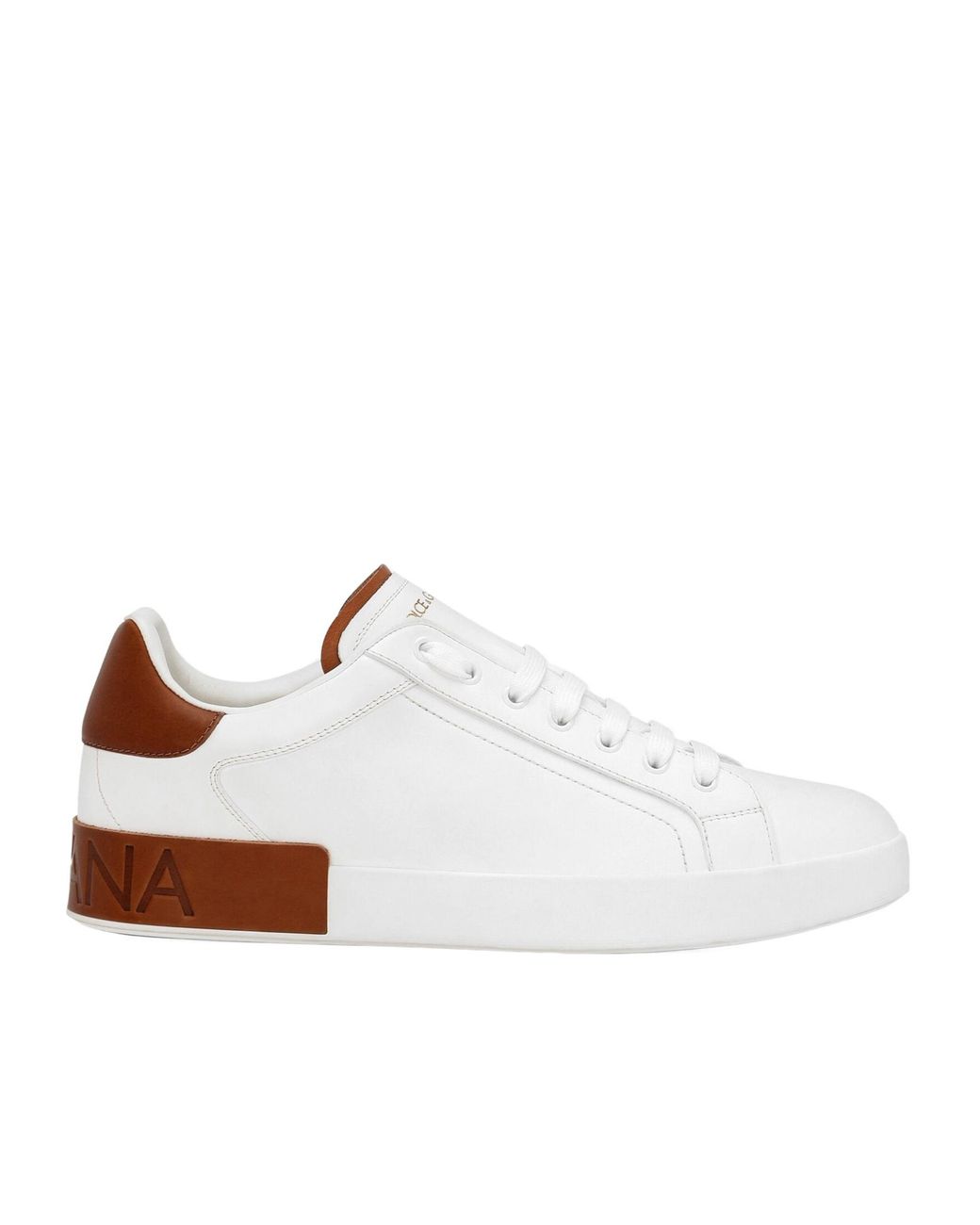 Dolce & Gabbana White Portofino Logo Debossed Sneakers for men