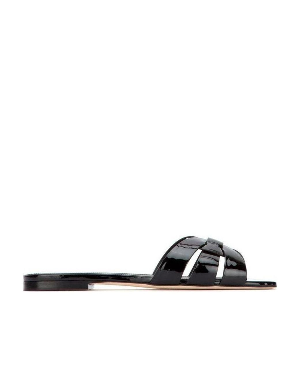 Saint Laurent Black Tribute Flat Sandals