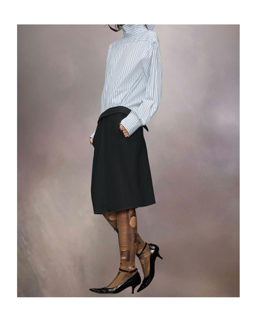 Maison Margiela White Reversed Stripe Shirtdress