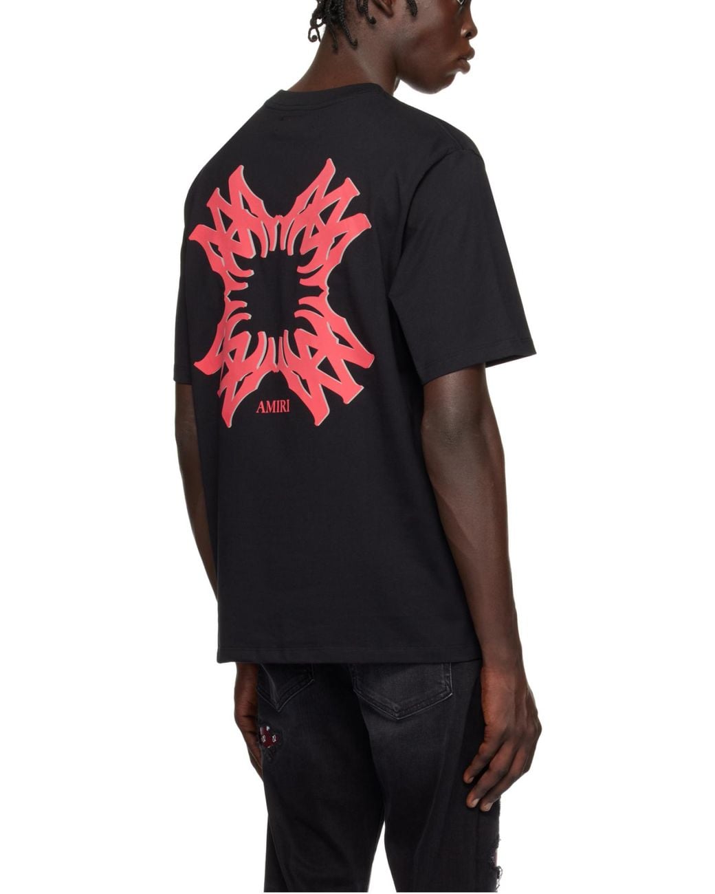 Amiri Red Ma Quad Logo Printed Crewneck T-Shirt for men