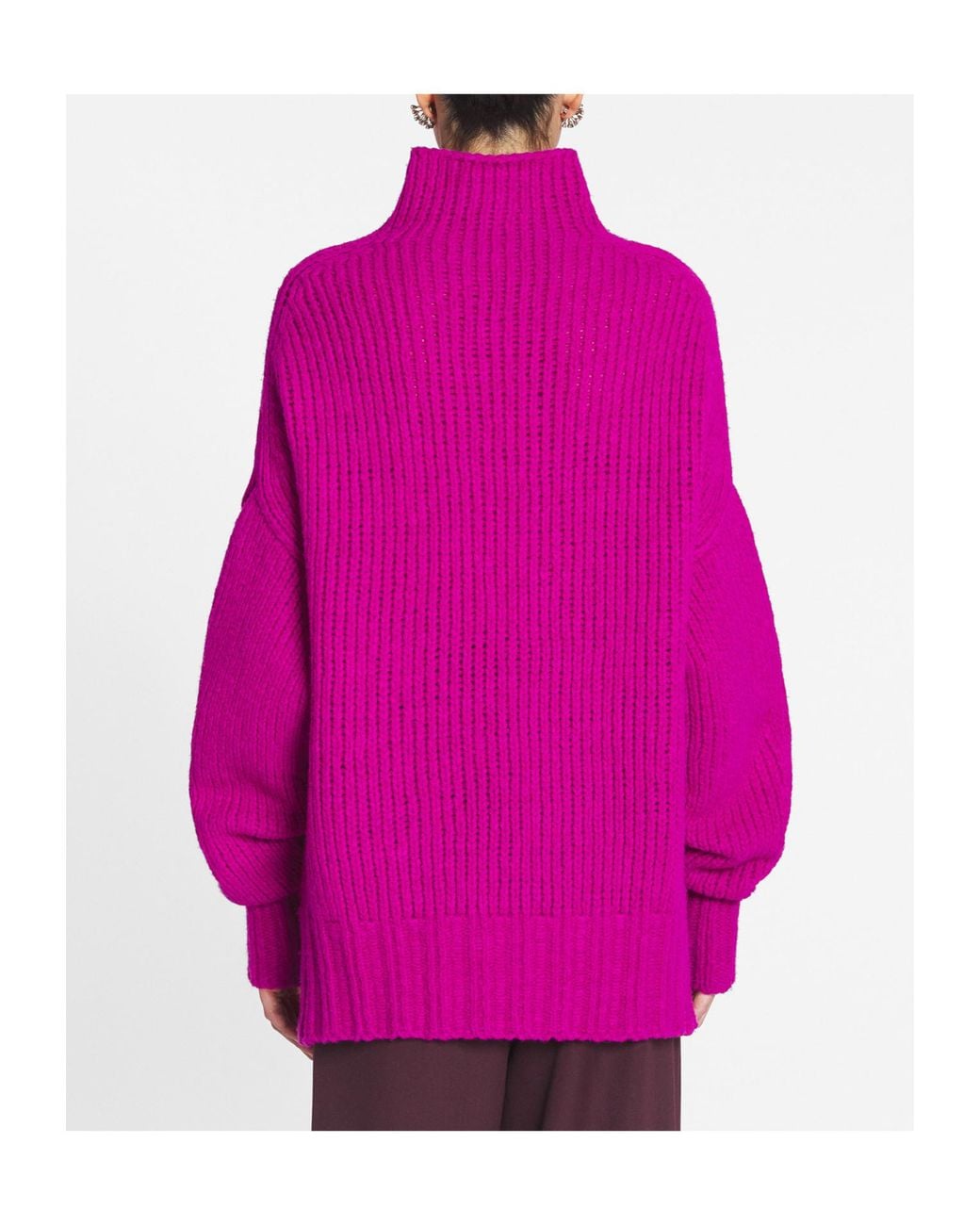Lanvin Pink Logo-Plaque Knitted Jumper