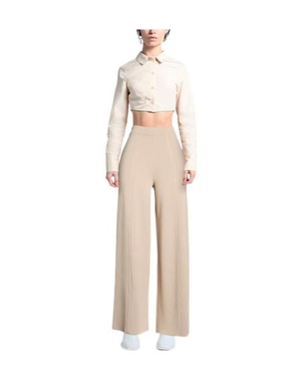 Max Mara Natural Loose Knitted Wide-Leg Pants