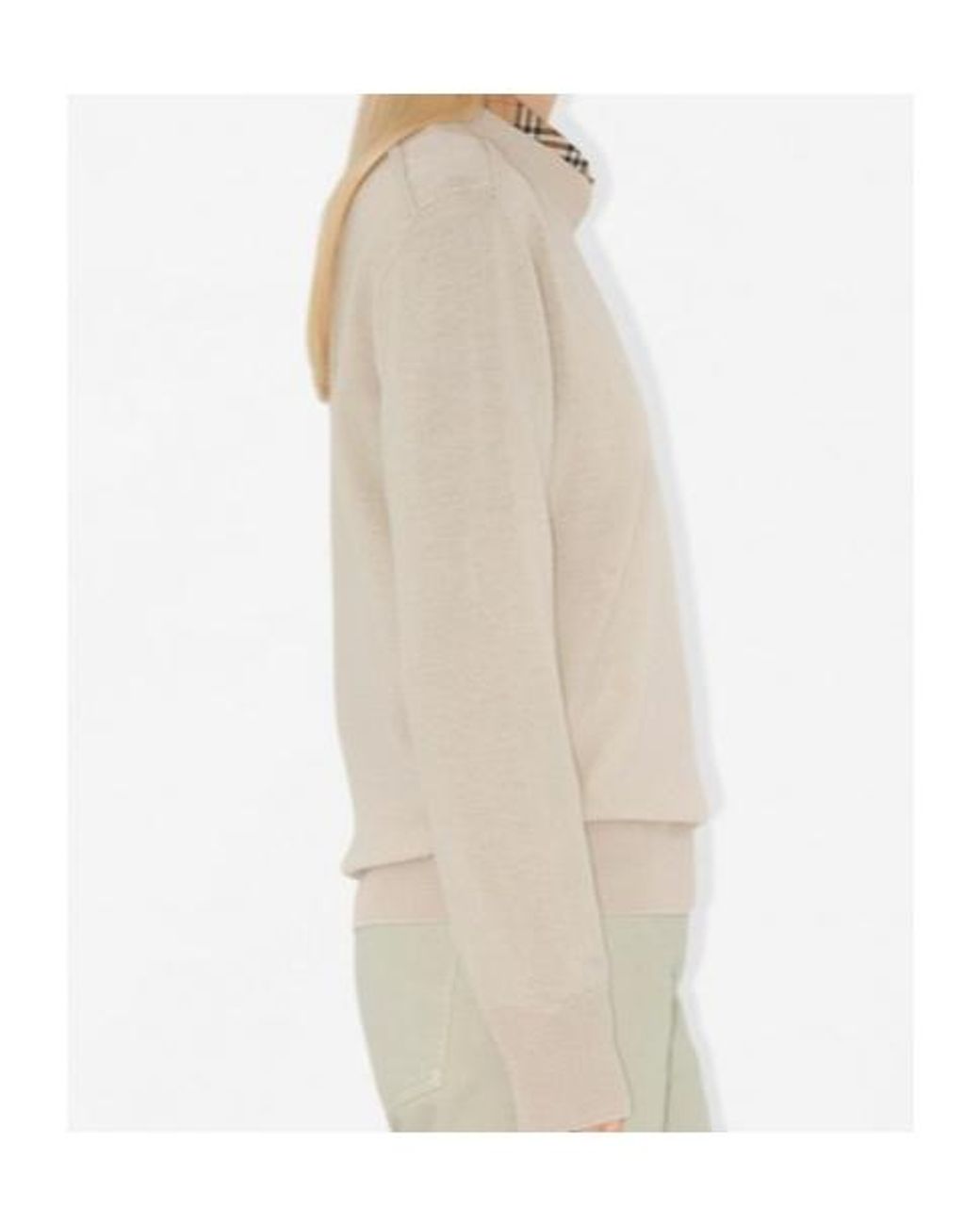 Burberry Natural Checked Knitted Crewneck Jumper