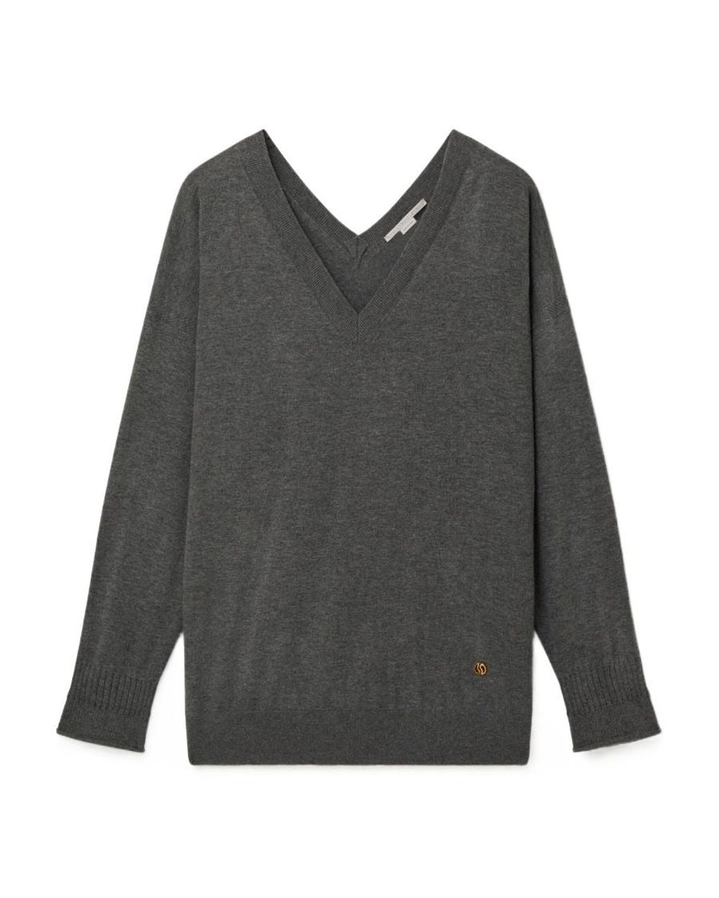 Stella McCartney Gray Stella Iconic V-Neck Knitted Jumper
