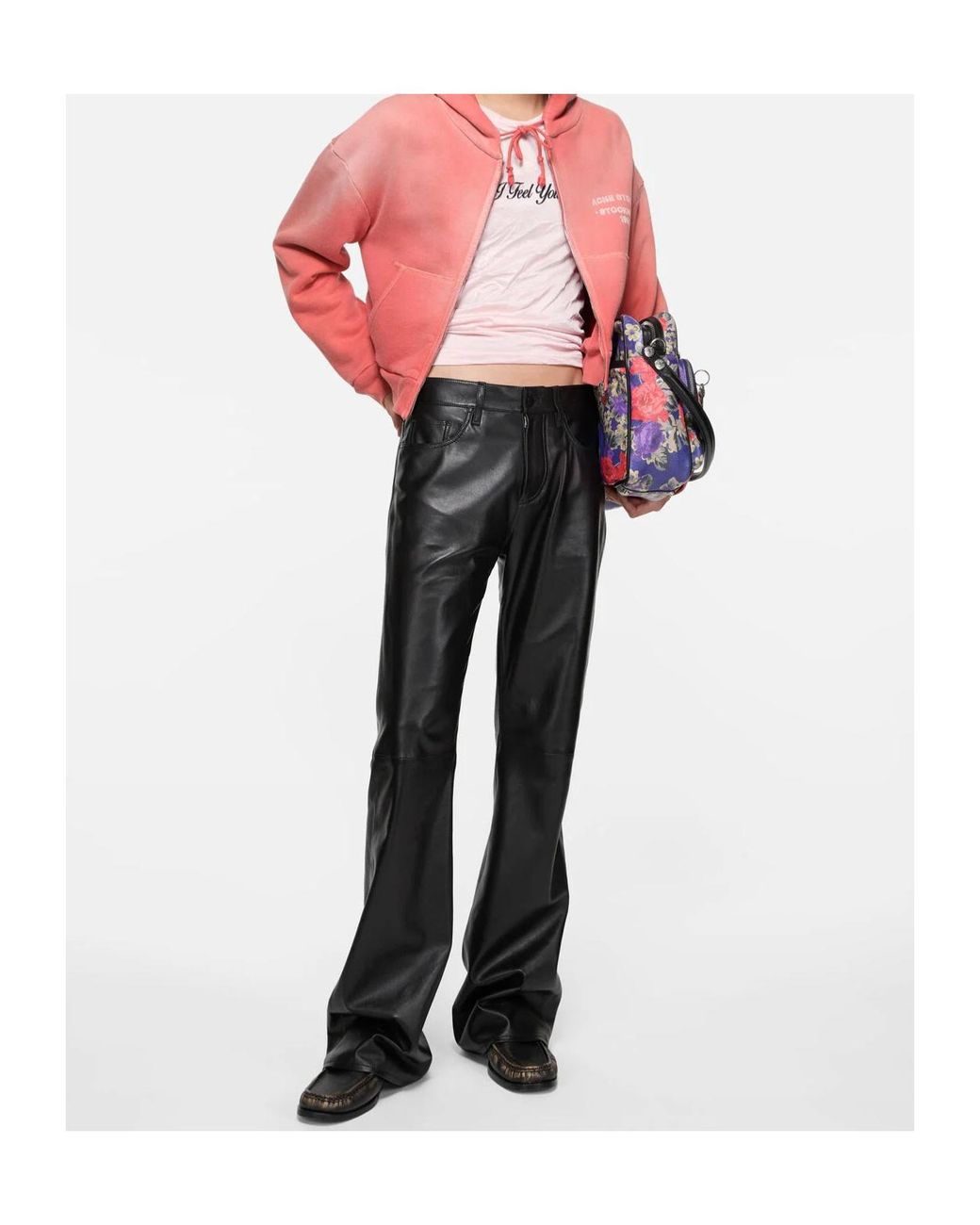 Acne Gray Leather Trousers for men