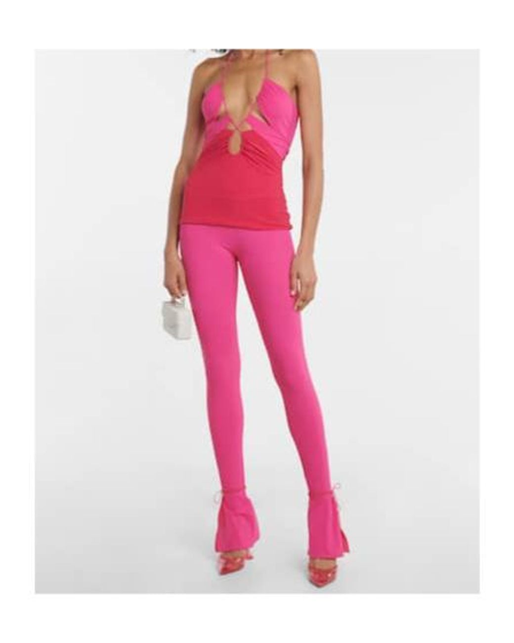Nensi Dojaka Pink Cutout Halterneck Top
