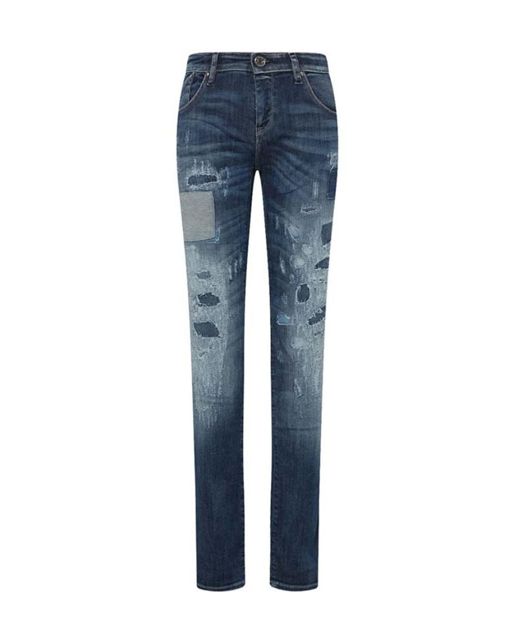 Armani Jeans Blue Wash And Wear Out Skinny Jeans