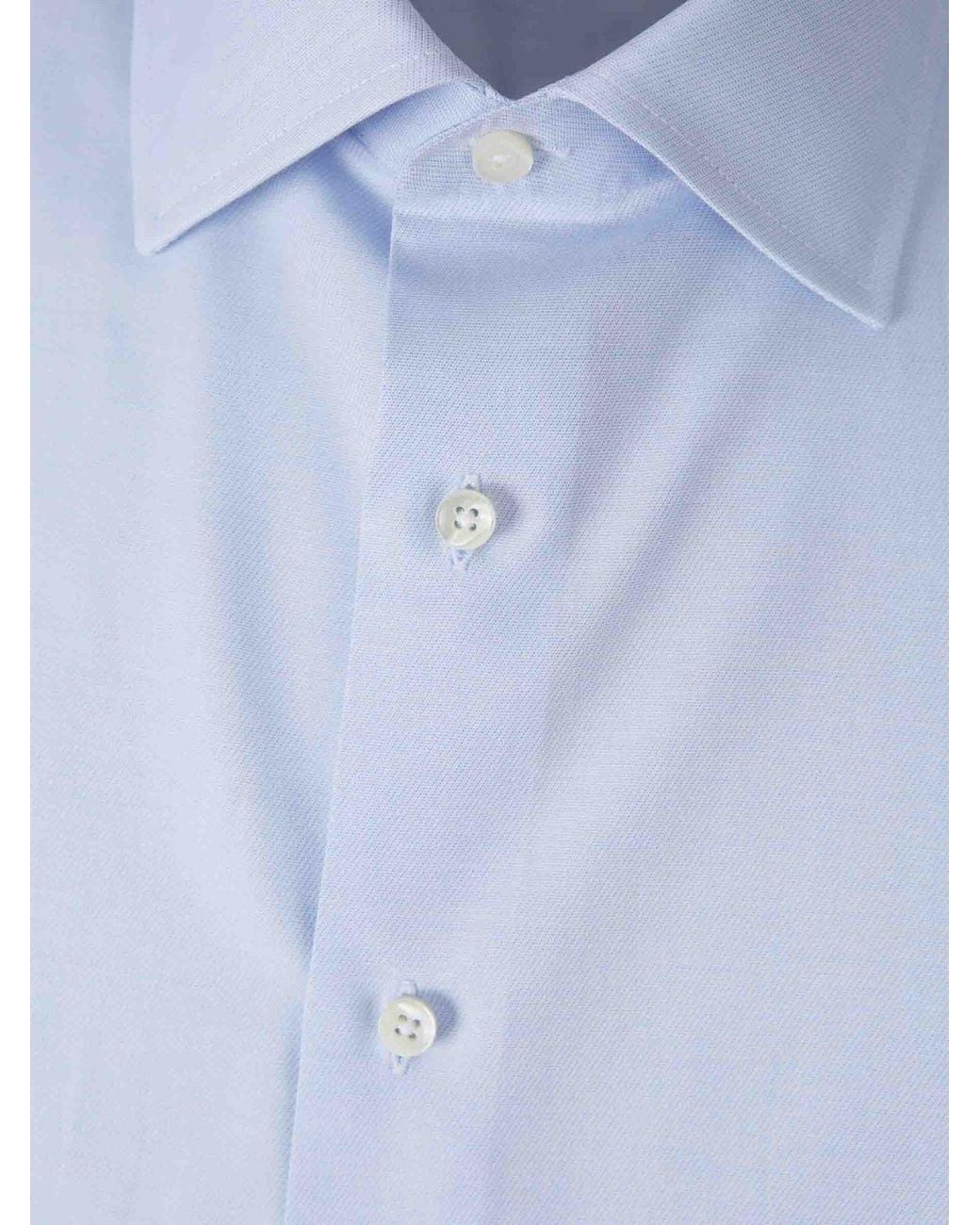 Canali Blue Long Sleeved Plain Shirt for men