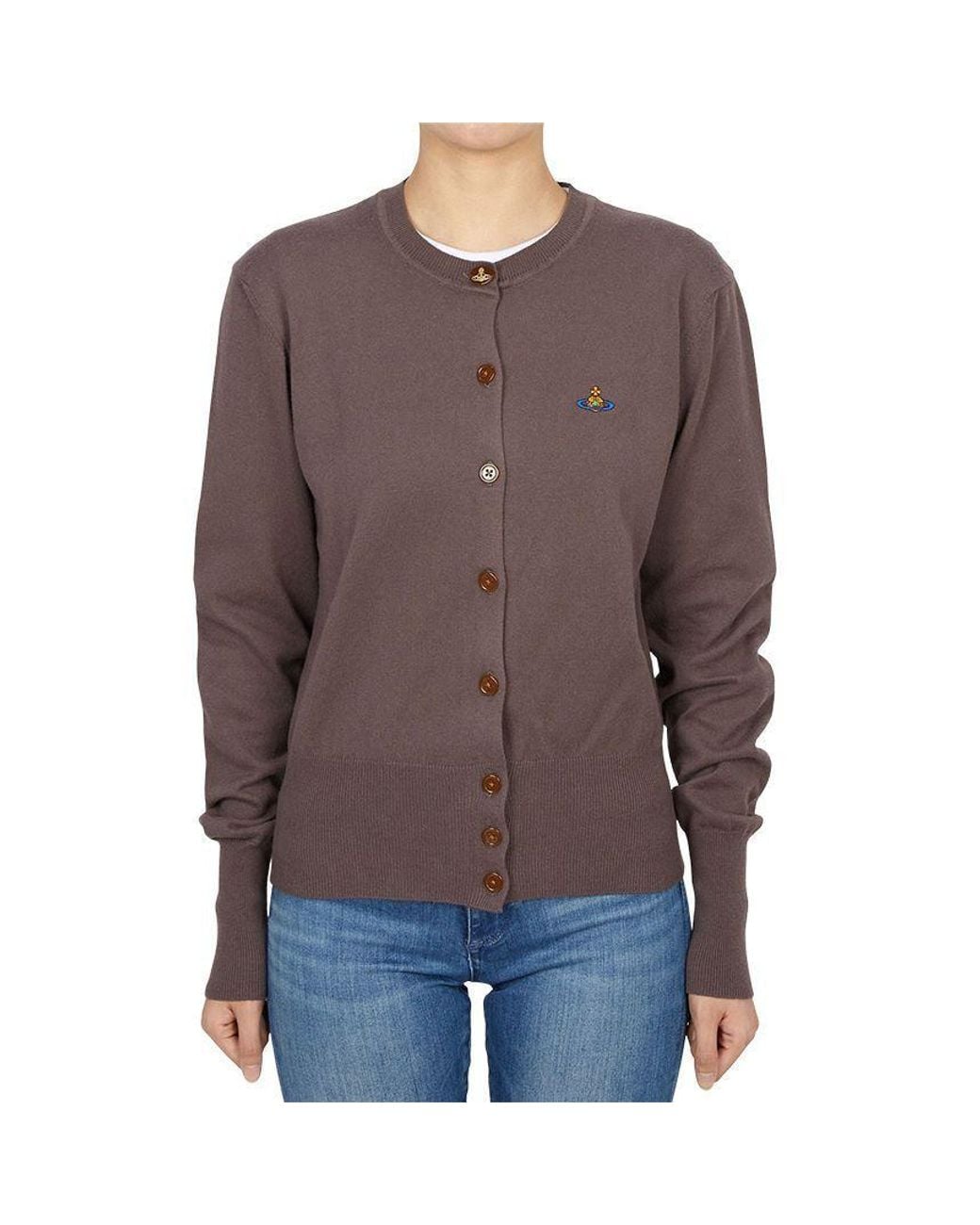 Vivienne Westwood Purple Orb Embroidered Knit Cardigan