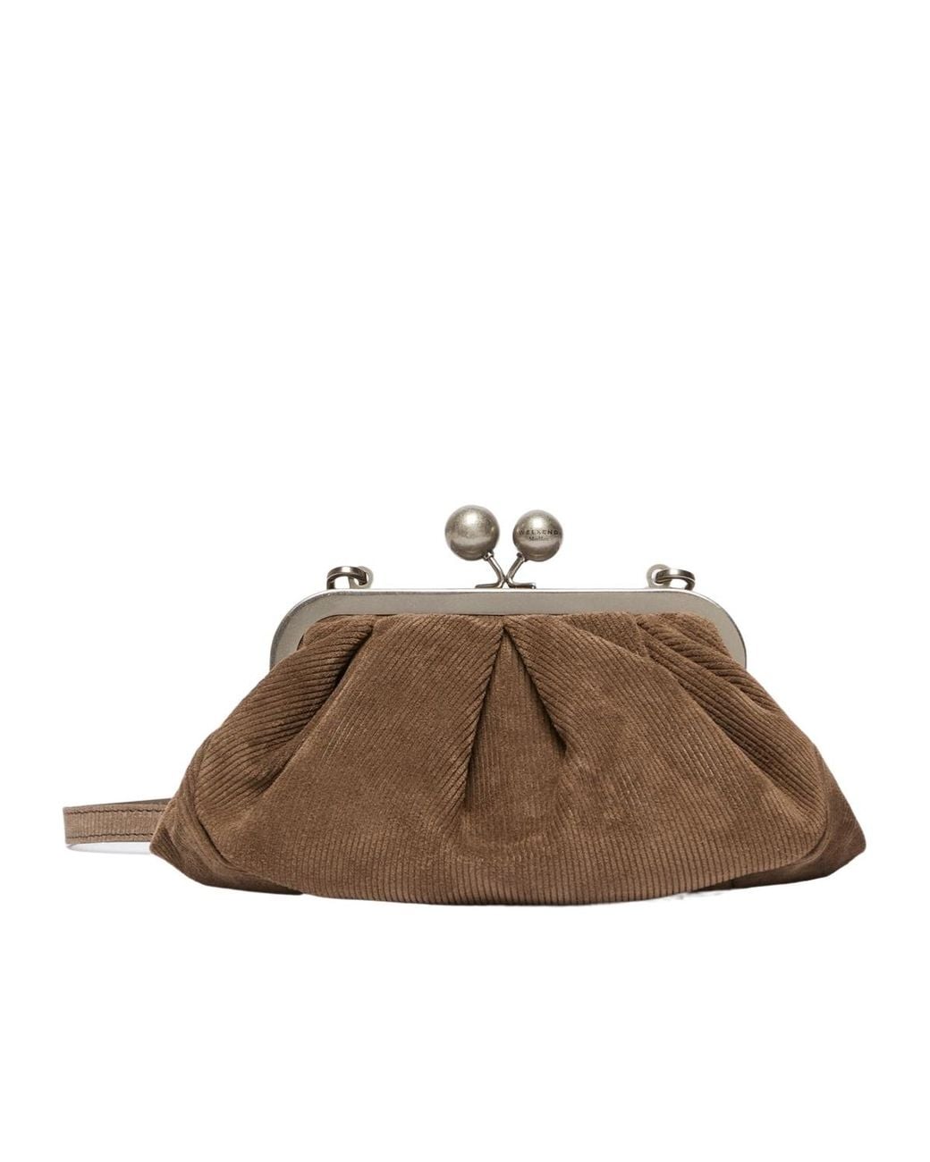 Weekend by Maxmara Brown Pasticcino Corduroy-Effect Clutch Bag