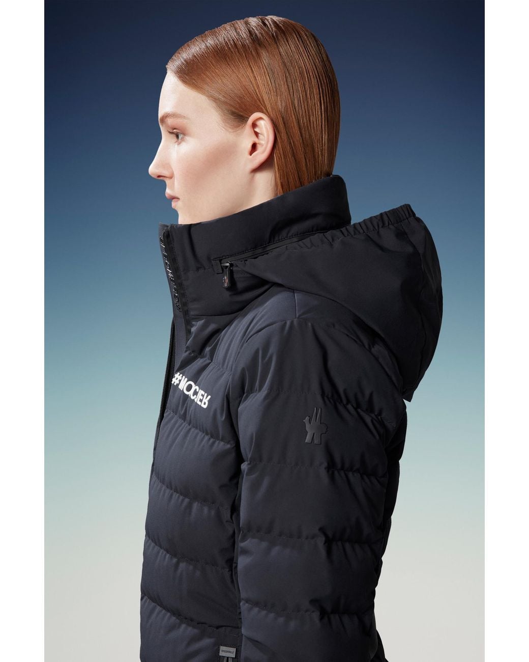 Moncler Black Grenoble Logo Printed Long-Sleeved Jacket