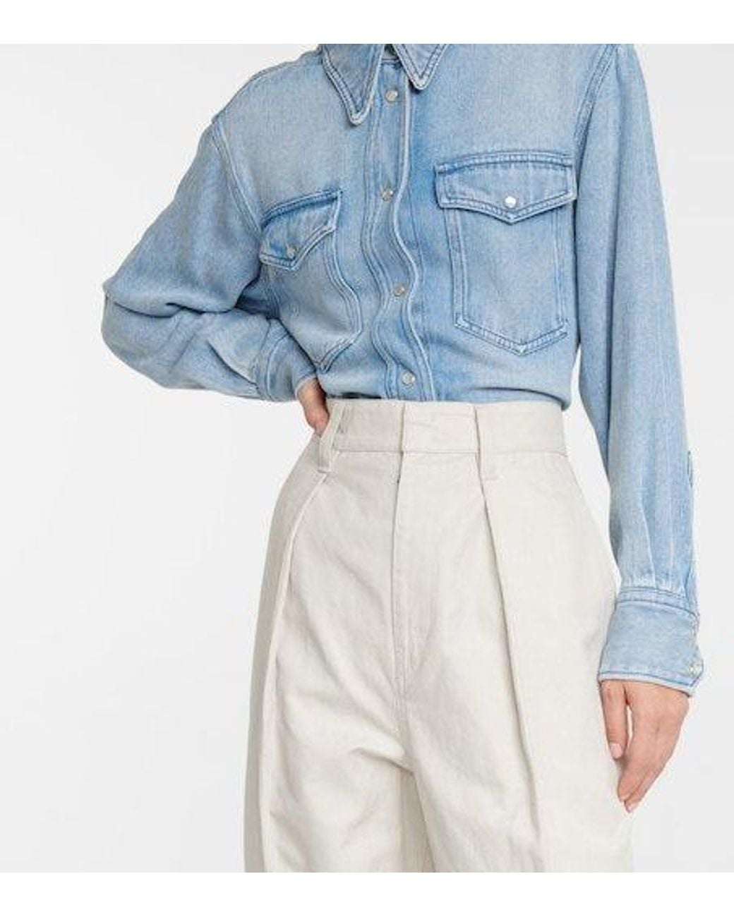 Isabel Marant White High-Waisted Cotton And Linen Casual Pants