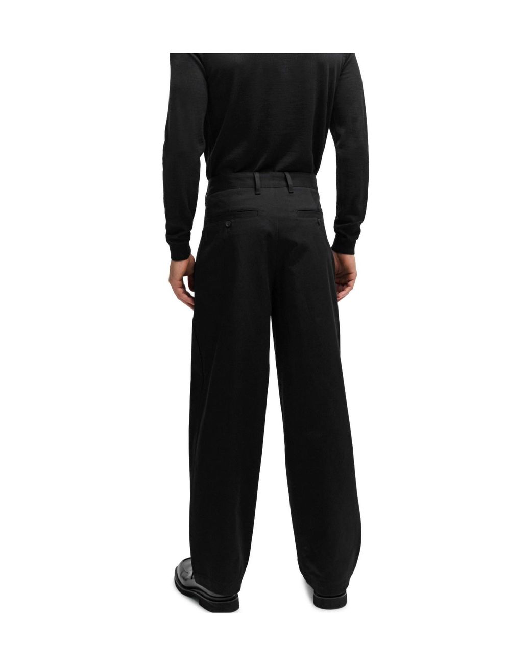Boss Black Pleated Wideleg Trousers for men