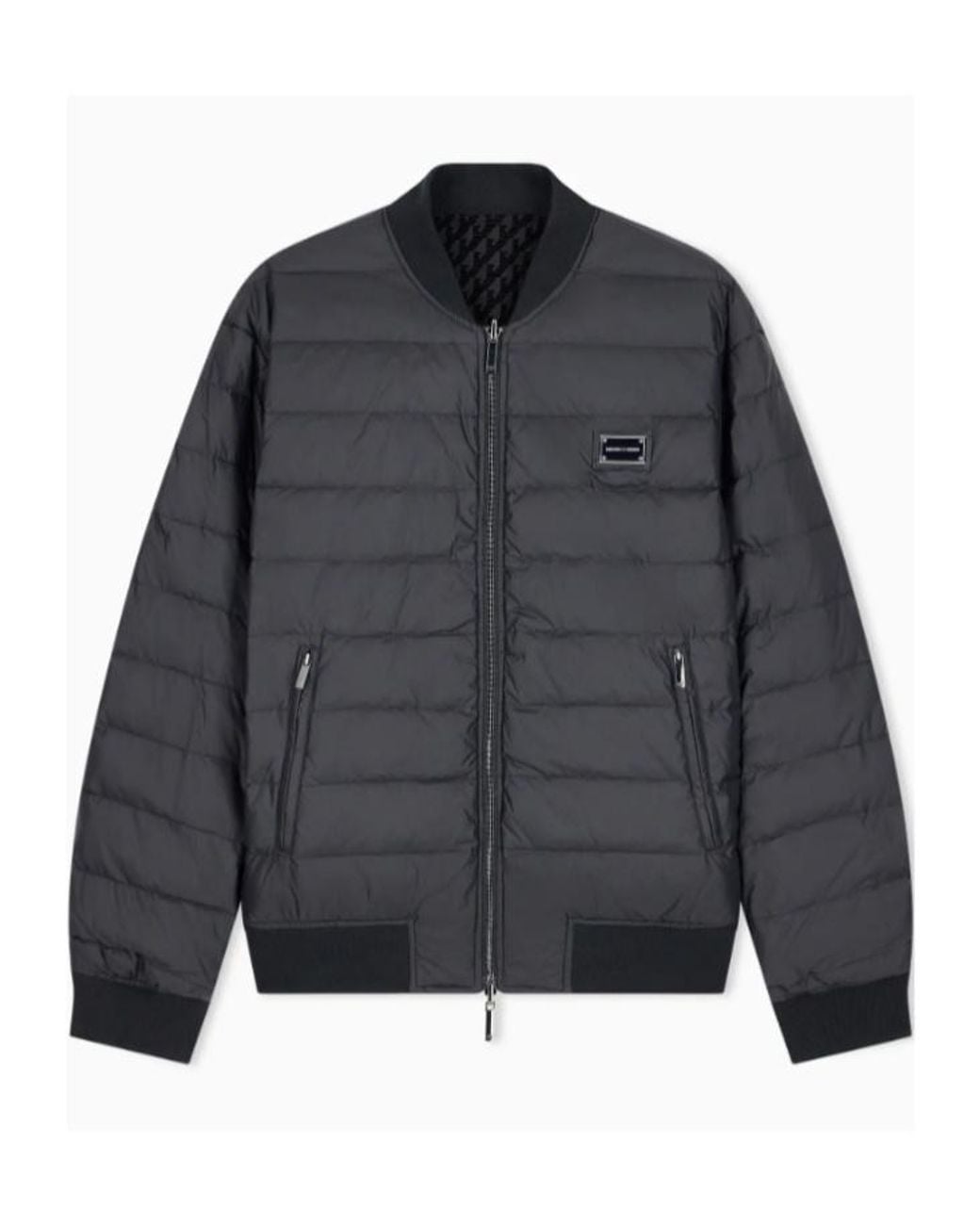 Emporio Armani Blue Reversible Quilted Down Baseball Jacket for men