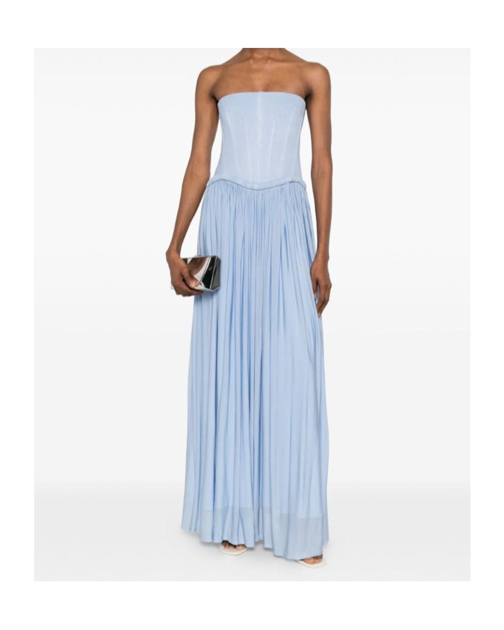 Jonathan Simkhai Blue Dress With Corset Details