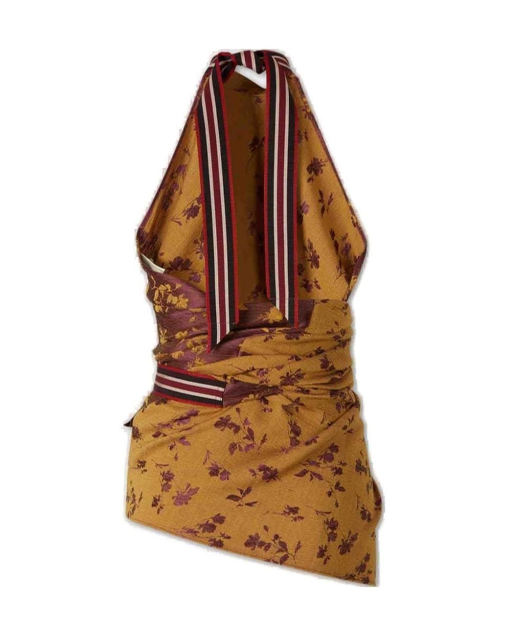 Dries Van Noten Brown Jacquard Wrap Top