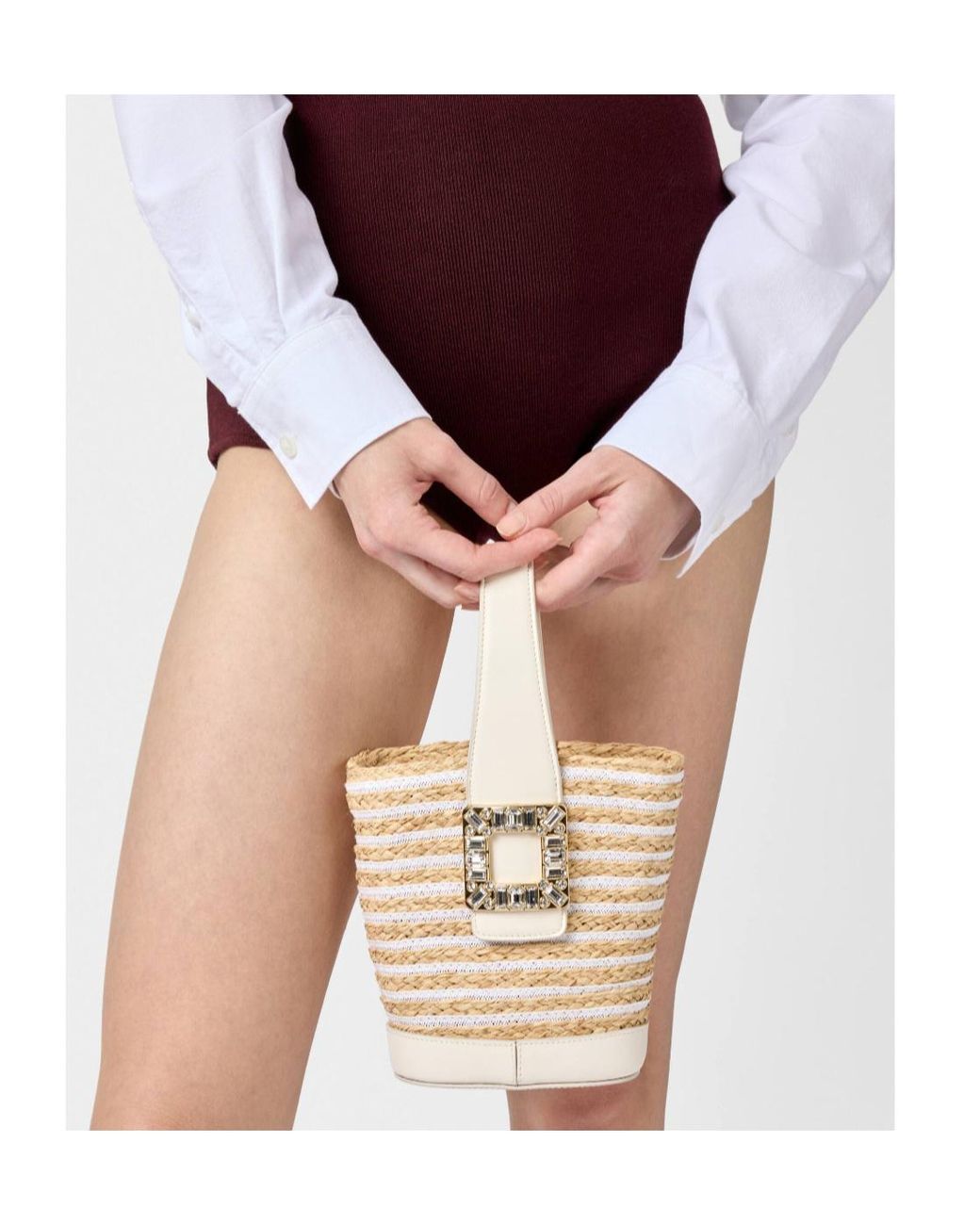 Roger Vivier White Viv Skate Mini Bucket Bag