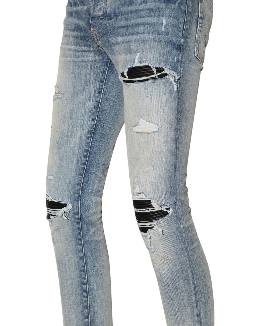 Amiri Blue Distressed-Finish Ripped Skinny Jeans for men
