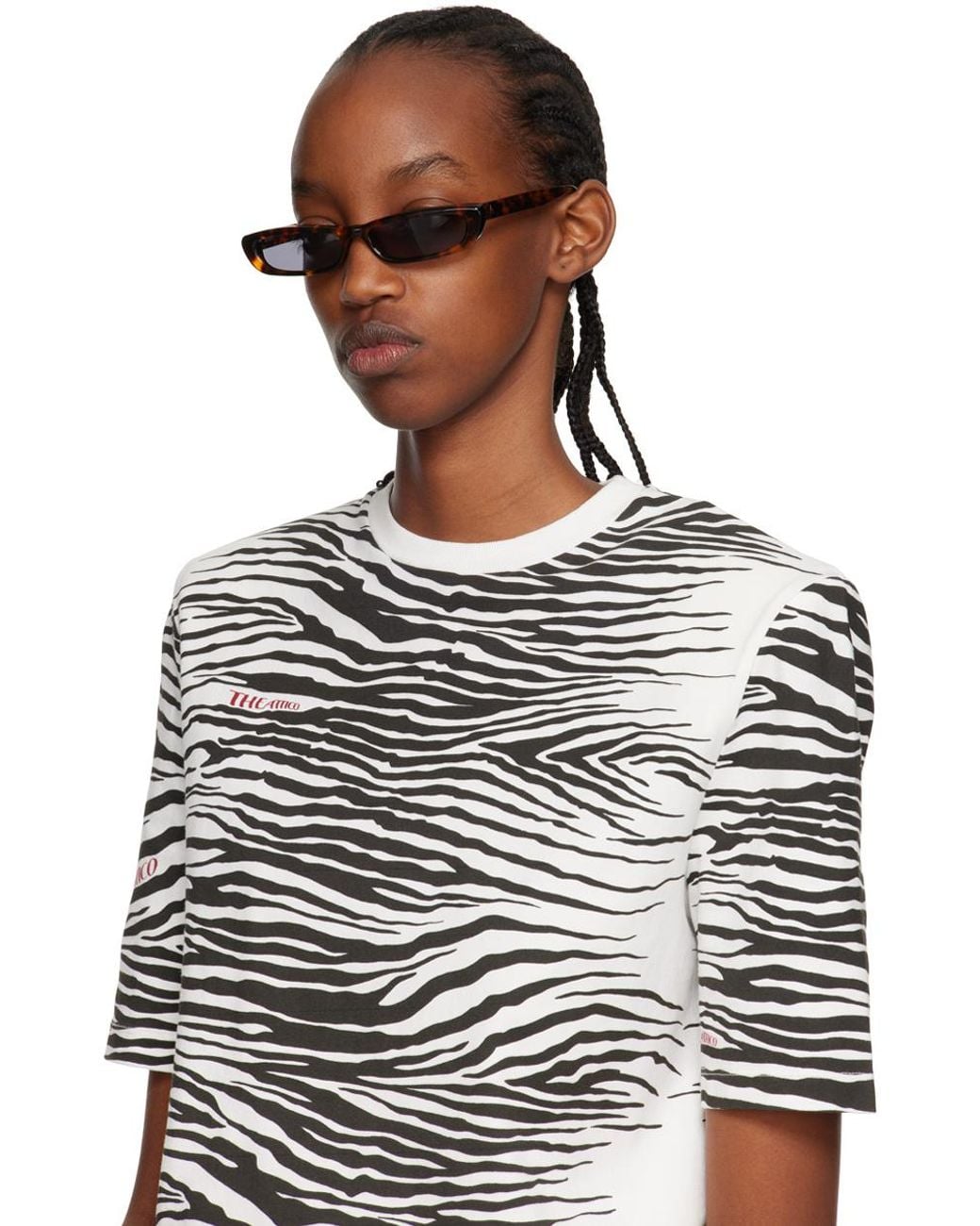 The Attico White Rectangular Frame Sunglasses