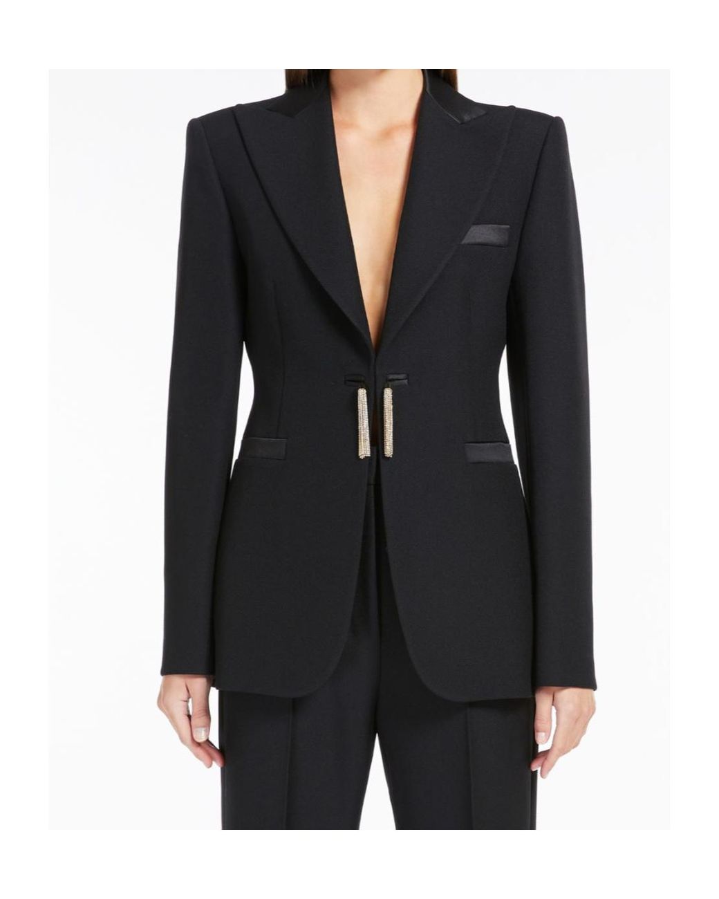 Max Mara Black Pianoforte Tassel Detailed Straight Hem Jacket