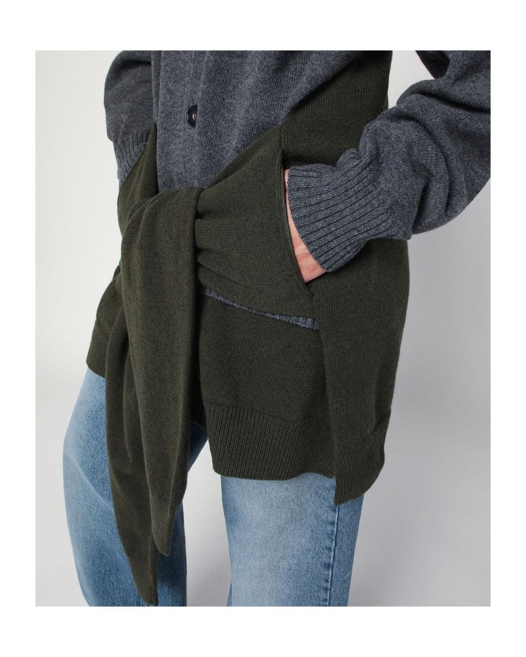 Stella McCartney Black Buttoned Two-Tone Cardigan